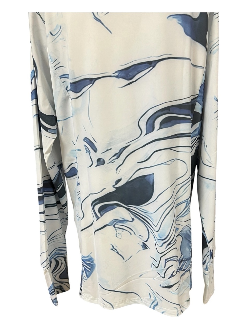 NWT FKEEP Blue & White Marble Print UPF 50+ 1/4 Zip Sun Shirt | Size XL - Picture 7 of 10